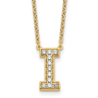 14K Yellow Gold 0.25 Carat Lab Grown Diamond VS+ F+ Complete Letter I Initial Necklace, 18" view 1