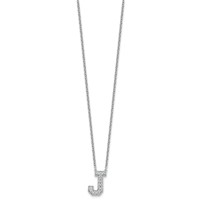14K White Gold 0.33 Carat Lab Grown Diamond VS+ F+ Complete Letter J Initial Necklace, 18" view 2