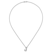 14K White Gold 0.33 Carat Lab Grown Diamond VS+ F+ Complete Letter J Initial Necklace, 18" view 4