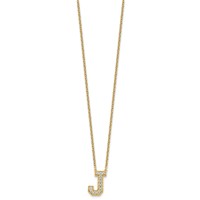 14K Yellow Gold 0.33 Carat Lab Grown Diamond VS+ F+ Complete Letter J Initial Necklace, 18" view 2