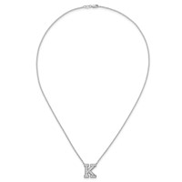 14K White Gold 0.50 Carat Lab Grown Diamond VS+ F+ Complete Letter K Initial Necklace, 18" view 4