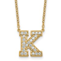 14K Yellow Gold 0.50 Carat Lab Grown Diamond VS+ F+ Complete Letter D Initial Necklace, 18" view 1
