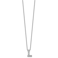 14K White Gold 0.25 Carat Lab Grown Diamond VS+ F+ Complete Letter L Initial Necklace, 18" view 2