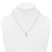 14K White Gold 0.25 Carat Lab Grown Diamond VS+ F+ Complete Letter L Initial Necklace, 18" view 3