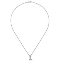 14K White Gold 0.25 Carat Lab Grown Diamond VS+ F+ Complete Letter L Initial Necklace, 18" view 4