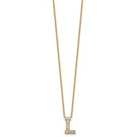 14K Yellow Gold 0.25 Carat Lab Grown Diamond VS+ F+ Complete Letter L Initial Necklace, 18" view 2