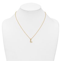 14K Yellow Gold 0.25 Carat Lab Grown Diamond VS+ F+ Complete Letter L Initial Necklace, 18" view 3