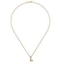 14K Yellow Gold 0.25 Carat Lab Grown Diamond VS+ F+ Complete Letter L Initial Necklace, 18" view 4