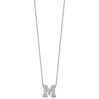 14K White Gold 0.62 Carat Lab Grown Diamond VS+ F+ Complete Letter M Initial Necklace, 18" view 2