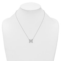 14K White Gold 0.62 Carat Lab Grown Diamond VS+ F+ Complete Letter M Initial Necklace, 18" view 3