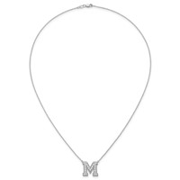 14K White Gold 0.62 Carat Lab Grown Diamond VS+ F+ Complete Letter M Initial Necklace, 18" view 4
