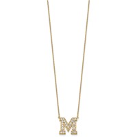 14K Yellow Gold 0.62 Carat Lab Grown Diamond VS+ F+ Complete Letter M Initial Necklace, 18" view 2