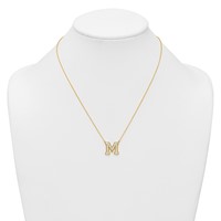 14K Yellow Gold 0.62 Carat Lab Grown Diamond VS+ F+ Complete Letter M Initial Necklace, 18" view 3