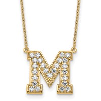 14K Yellow Gold 0.62 Carat Lab Grown Diamond VS+ F+ Complete Letter M Initial Necklace, 18" view 1