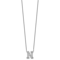 14K White Gold 0.62 Carat Lab Grown Diamond VS+ F+ Complete Letter N Initial Necklace, 18" view 2