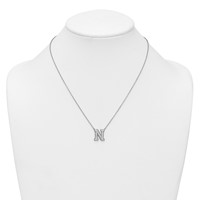 14K White Gold 0.62 Carat Lab Grown Diamond VS+ F+ Complete Letter N Initial Necklace, 18" view 3
