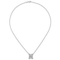 14K White Gold 0.62 Carat Lab Grown Diamond VS+ F+ Complete Letter N Initial Necklace, 18" view 4