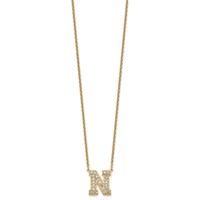 14K Yellow Gold 0.62 Carat Lab Grown Diamond VS+ F+ Complete Letter N Initial Necklace, 18" view 2