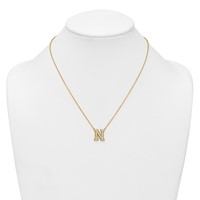 14K Yellow Gold 0.62 Carat Lab Grown Diamond VS+ F+ Complete Letter N Initial Necklace, 18" view 3