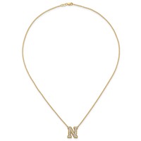 14K Yellow Gold 0.62 Carat Lab Grown Diamond VS+ F+ Complete Letter N Initial Necklace, 18" view 4