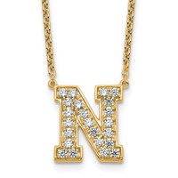 14K Yellow Gold 0.62 Carat Lab Grown Diamond VS+ F+ Complete Letter N Initial Necklace, 18" view 1