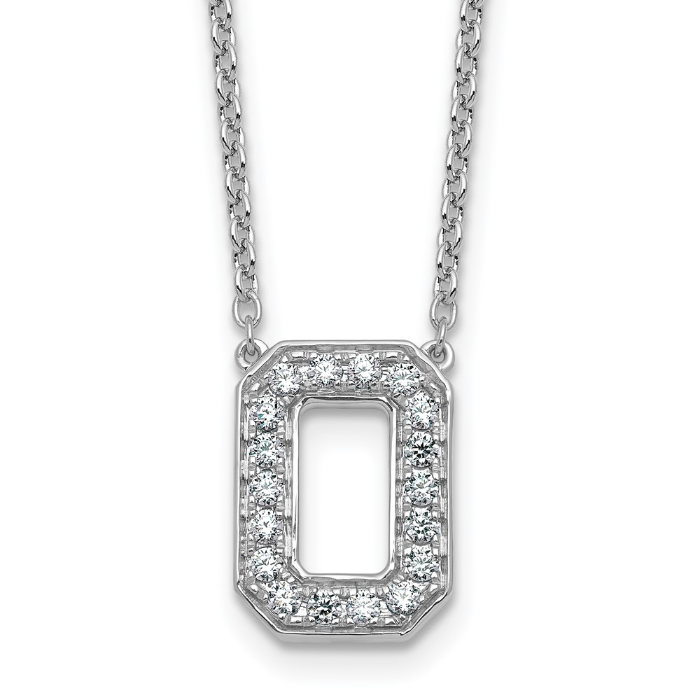14K White Gold 0.33 Carat Lab Grown Diamond VS+ F+ Complete Letter O Initial Necklace, 18"