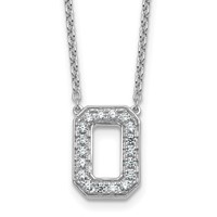 14K White Gold 0.33 Carat Lab Grown Diamond VS+ F+ Complete Letter O Initial Necklace, 18" view 1