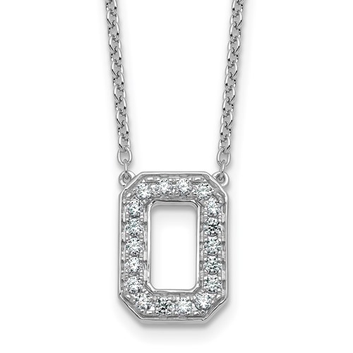 14K White Gold 0.33 Carat Lab Grown Diamond VS+ F+ Complete Letter O Initial Necklace, 18"