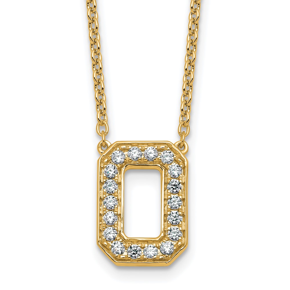 14K Yellow Gold 0.33 Carat Lab Grown Diamond VS+ F+ Complete Letter O Initial Necklace, 18"