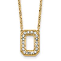 14K Yellow Gold 0.33 Carat Lab Grown Diamond VS+ F+ Complete Letter O Initial Necklace, 18" view 1