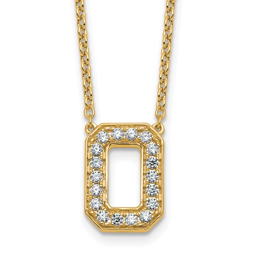 14K Yellow Gold 0.33 Carat Lab Grown Diamond VS+ F+ Complete Letter O Initial Necklace, 18"