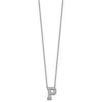 14K White Gold 0.38 Carat Lab Grown Diamond VS+ F+ Complete Letter P Initial Necklace, 18" view 2