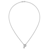 14K White Gold 0.38 Carat Lab Grown Diamond VS+ F+ Complete Letter P Initial Necklace, 18" view 4