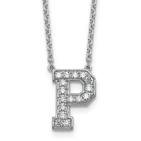 14K White Gold 0.38 Carat Lab Grown Diamond VS+ F+ Complete Letter P Initial Necklace, 18" view 1