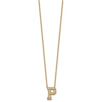 14K Yellow Gold 0.38 Carat Lab Grown Diamond VS+ F+ Complete Letter P Initial Necklace, 18" view 2