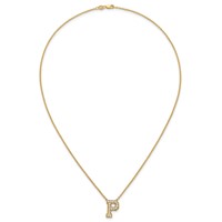 14K Yellow Gold 0.38 Carat Lab Grown Diamond VS+ F+ Complete Letter P Initial Necklace, 18" view 4