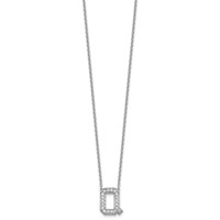 14K White Gold 0.38 Carat Lab Grown Diamond VS+ F+ Complete Letter Q Initial Necklace, 18" view 2