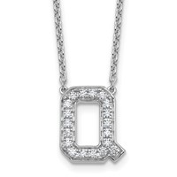 14K White Gold 0.38 Carat Lab Grown Diamond VS+ F+ Complete Letter Q Initial Necklace, 18" view 1