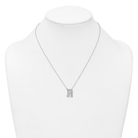 14K White Gold 0.50 Carat Lab Grown Diamond VS+ F+ Complete Letter R Initial Necklace, 18" view 3