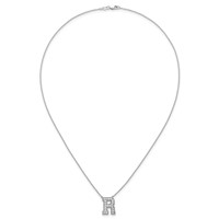14K White Gold 0.50 Carat Lab Grown Diamond VS+ F+ Complete Letter R Initial Necklace, 18" view 4