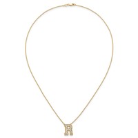 14K Yellow Gold 0.50 Carat Lab Grown Diamond VS+ F+ Complete Letter R Initial Necklace, 18" view 4