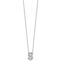 14K White Gold 0.38 Carat Lab Grown Diamond VS+ F+ Complete Letter S Initial Necklace, 18" view 2