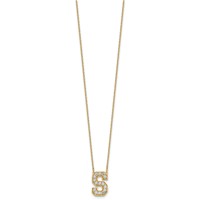 14K Yellow Gold 0.38 Carat Lab Grown Diamond VS+ F+ Complete Letter S Initial Necklace, 18" view 2
