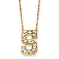 14K Yellow Gold 0.38 Carat Lab Grown Diamond VS+ F+ Complete Letter S Initial Necklace, 18" view 1