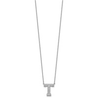 14K White Gold 0.33 Carat Lab Grown Diamond VS+ F+ Complete Letter T Initial Necklace, 18" view 2