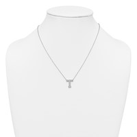 14K White Gold 0.33 Carat Lab Grown Diamond VS+ F+ Complete Letter T Initial Necklace, 18" view 3