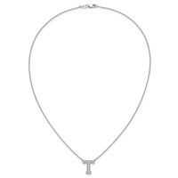 14K White Gold 0.33 Carat Lab Grown Diamond VS+ F+ Complete Letter T Initial Necklace, 18" view 4