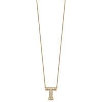 14K Yellow Gold 0.33 Carat Lab Grown Diamond VS+ F+ Complete Letter T Initial Necklace, 18" view 2