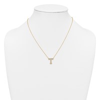 14K Yellow Gold 0.33 Carat Lab Grown Diamond VS+ F+ Complete Letter T Initial Necklace, 18" view 3