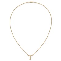 14K Yellow Gold 0.33 Carat Lab Grown Diamond VS+ F+ Complete Letter T Initial Necklace, 18" view 4